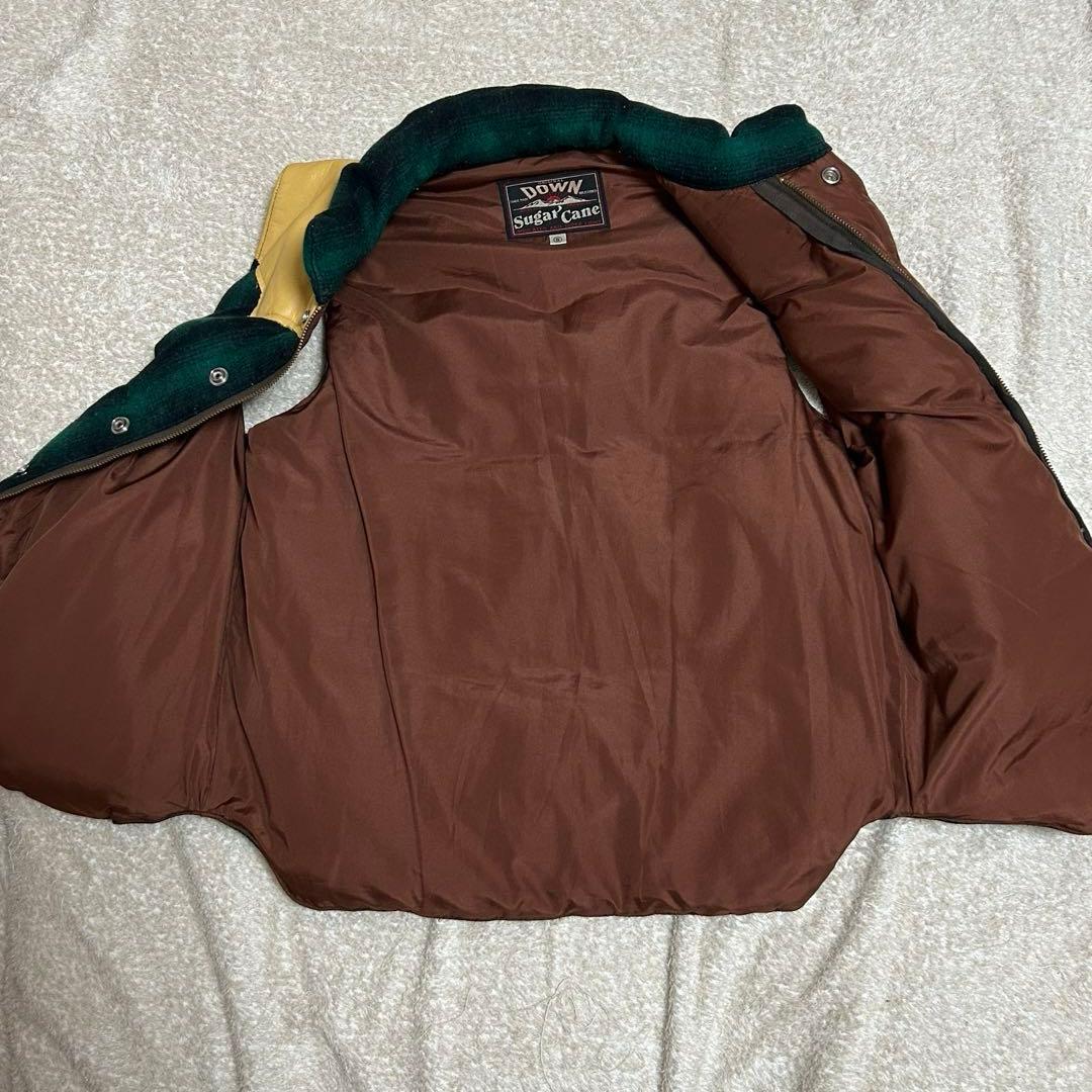 SUGAR CANE シュガーケーン レザーヨーク ダウンベスト Sサイズ