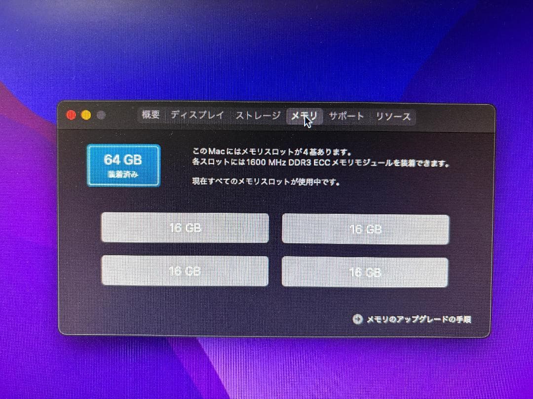 Apple Mac Pro 2013 XeonE5 12コア+64GBメモリ