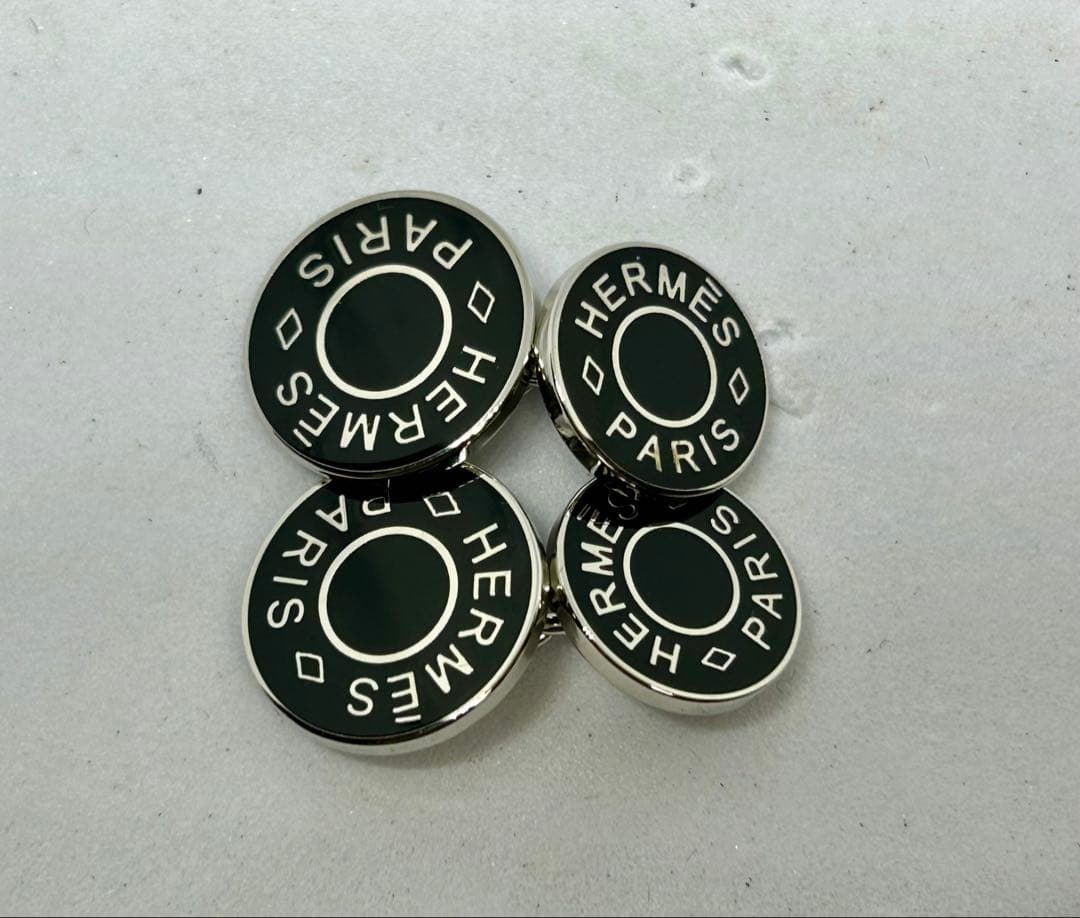 HERMES カフリンクス セリエ カフス メタル ブラック シルバー