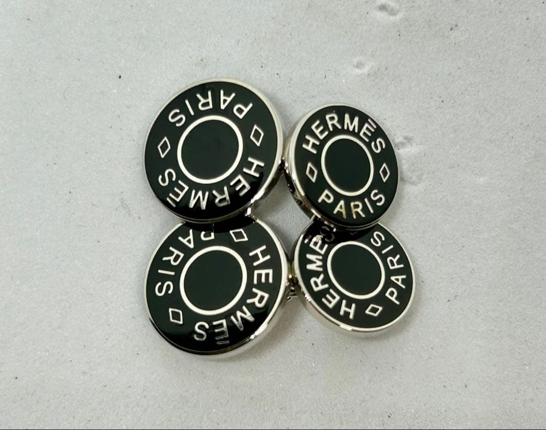 HERMES カフリンクス セリエ カフス メタル ブラック シルバー