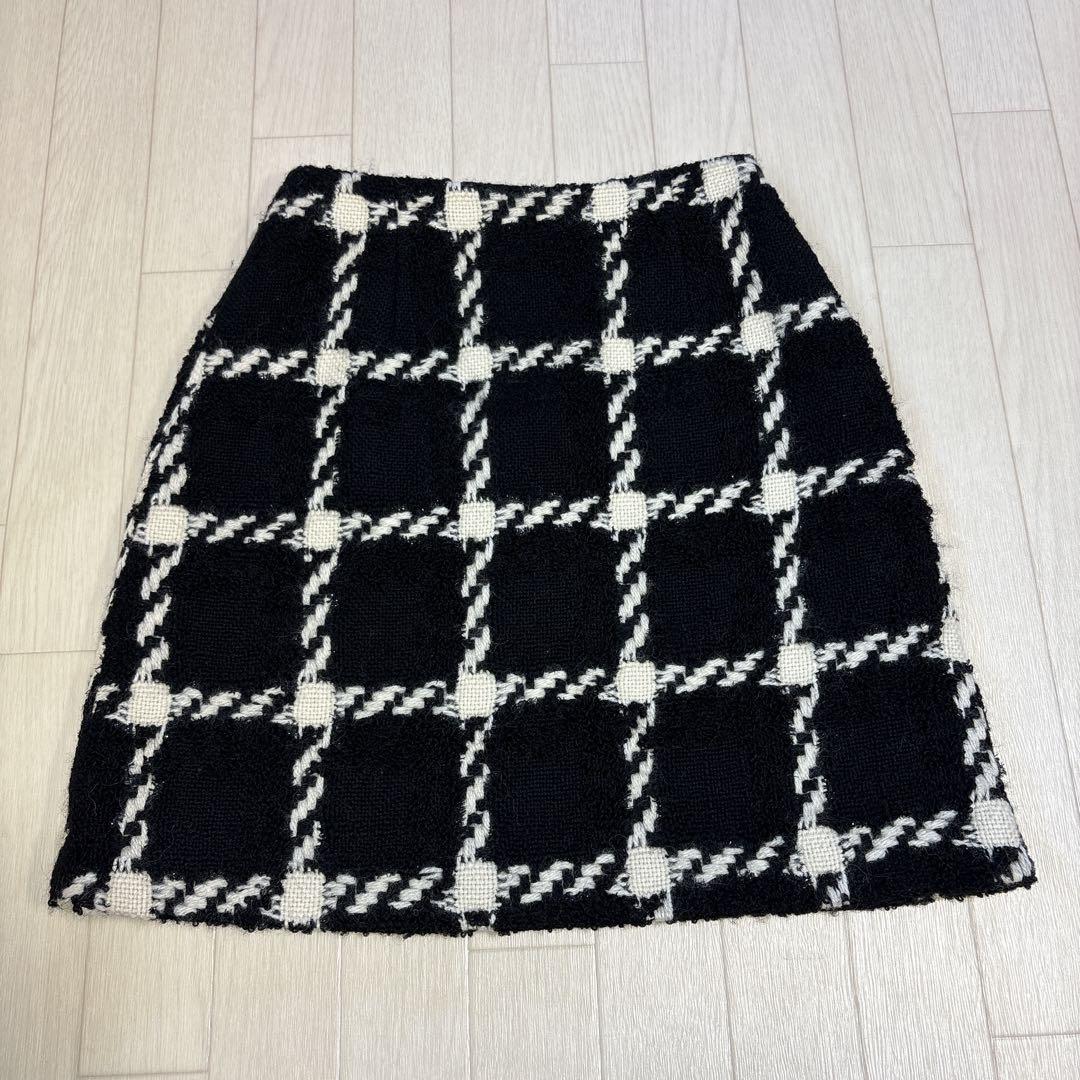 sheller シェリエ チェックツイードミニスカート ブラック Sサイズ
