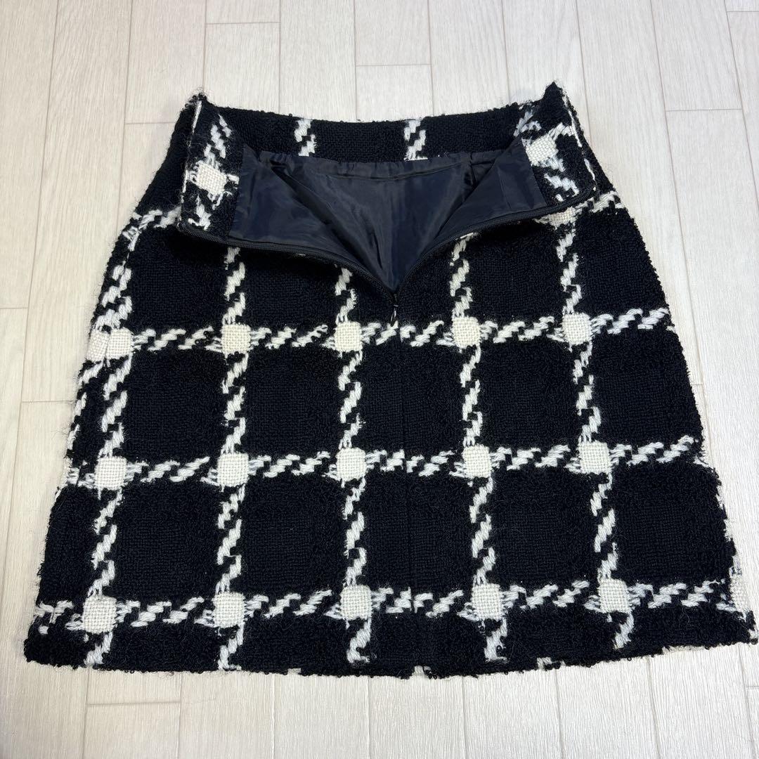 sheller シェリエ チェックツイードミニスカート ブラック Sサイズ