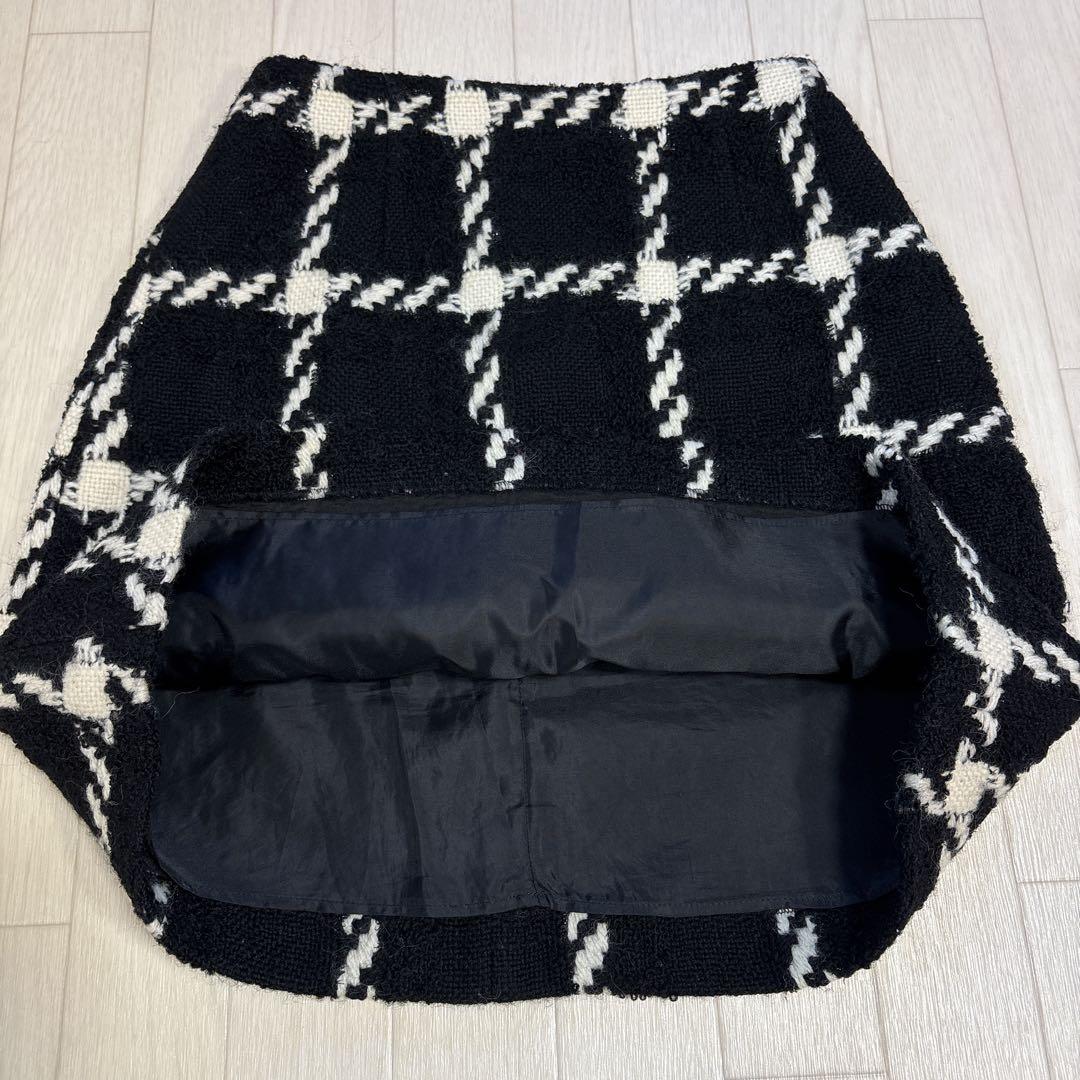 sheller シェリエ チェックツイードミニスカート ブラック Sサイズ