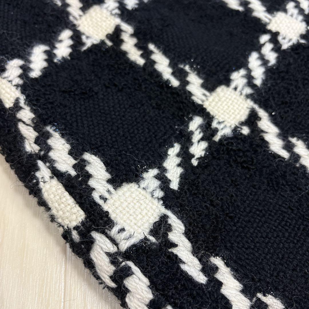 sheller シェリエ チェックツイードミニスカート ブラック Sサイズ