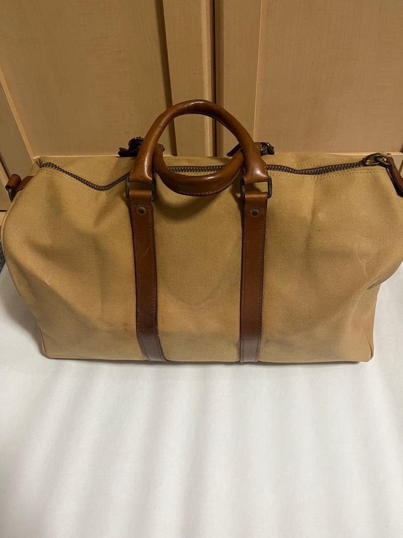ラルフローレン ボストンバッグ ベージュ キャンバス×レザー 旅行 大容量