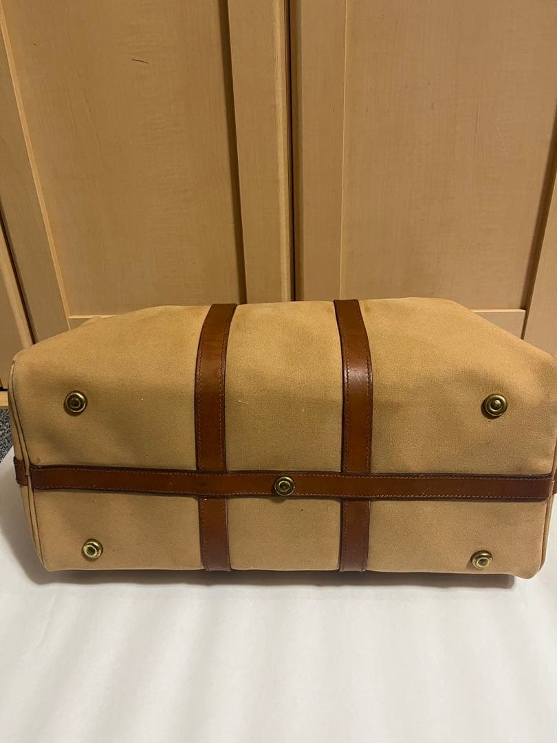 ラルフローレン ボストンバッグ ベージュ キャンバス×レザー 旅行 大容量
