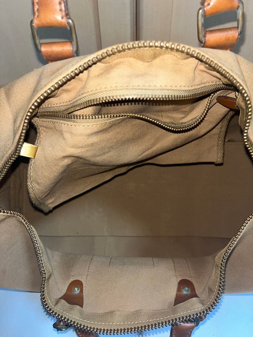 ラルフローレン ボストンバッグ ベージュ キャンバス×レザー 旅行 大容量