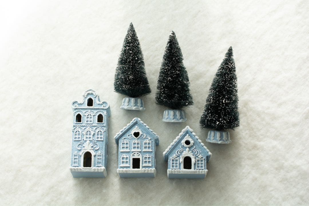 完売貴重　レアハルモニア　ウインターブルービレッジオブジェ6点セット（R）