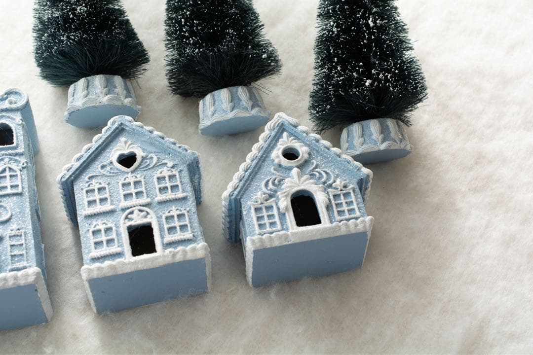 完売貴重　レアハルモニア　ウインターブルービレッジオブジェ6点セット（R）