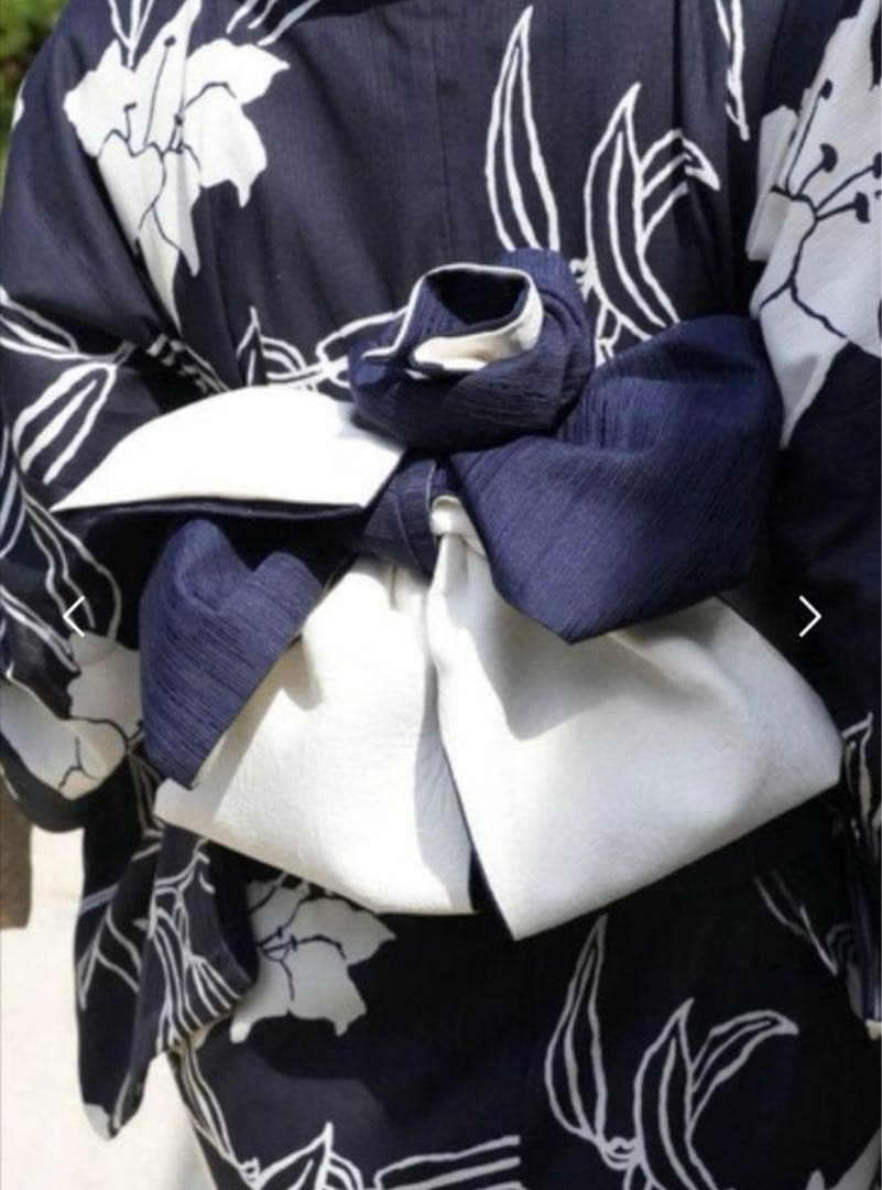 【utatane×Acka.】浴衣3点セット 百合 navy ネイビー