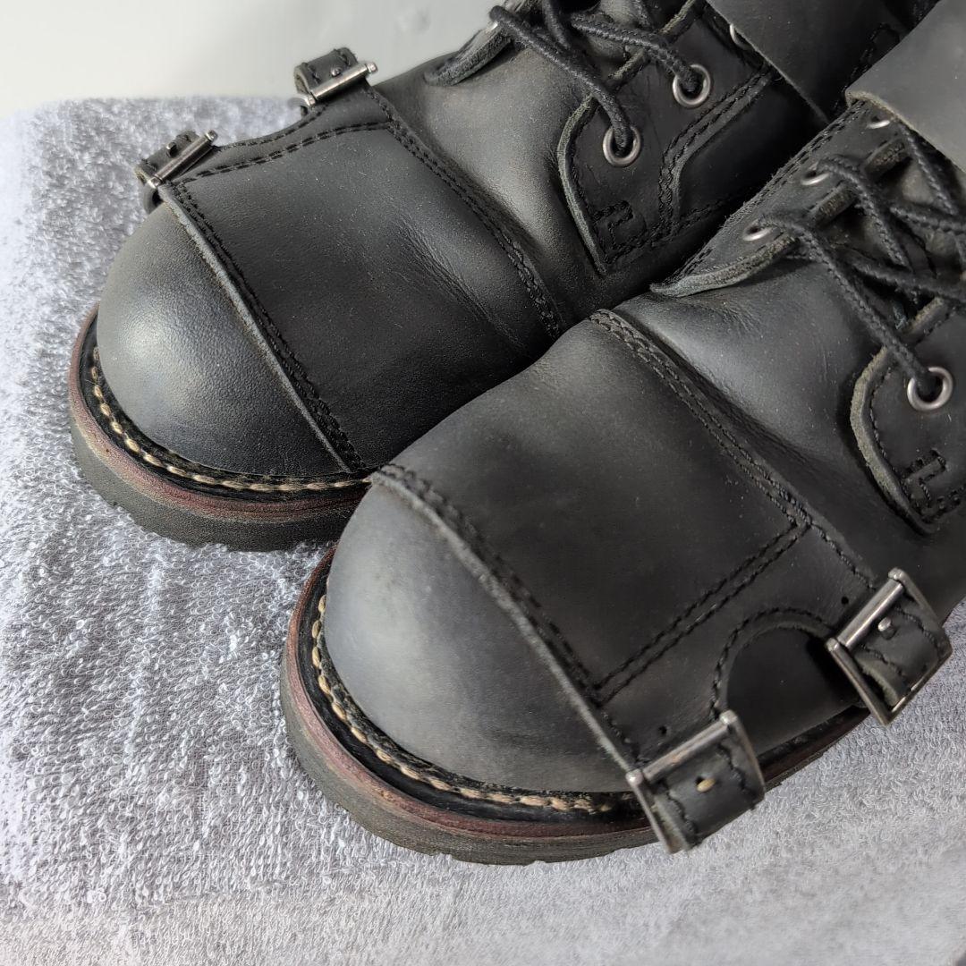 ALPHA INDUSTRIES レザー 黒 ライディングブーツ 26.5