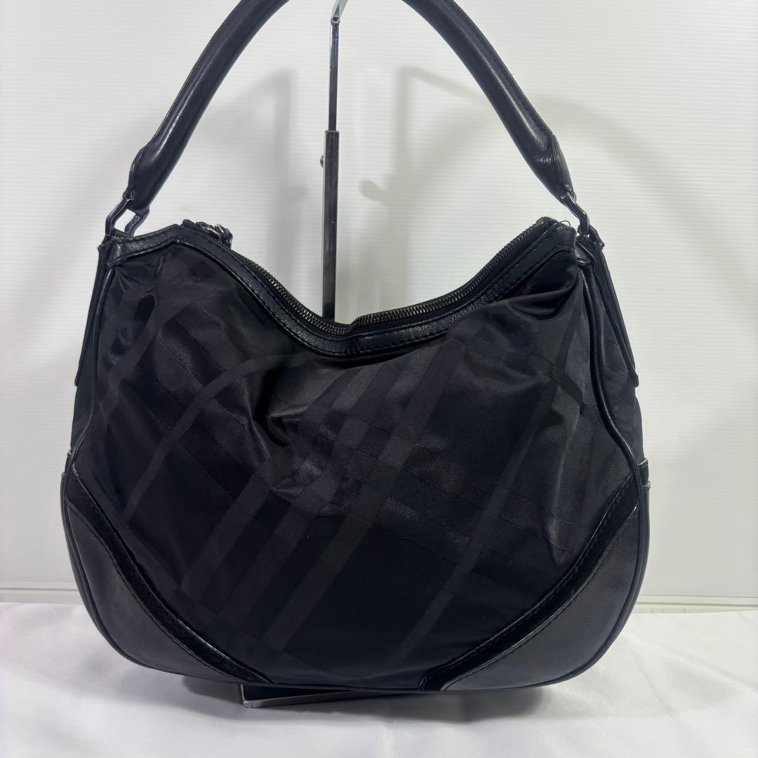 バーバリー　ナイロン レザー バッグ　トートバッグ　ハンドバック　ブラック