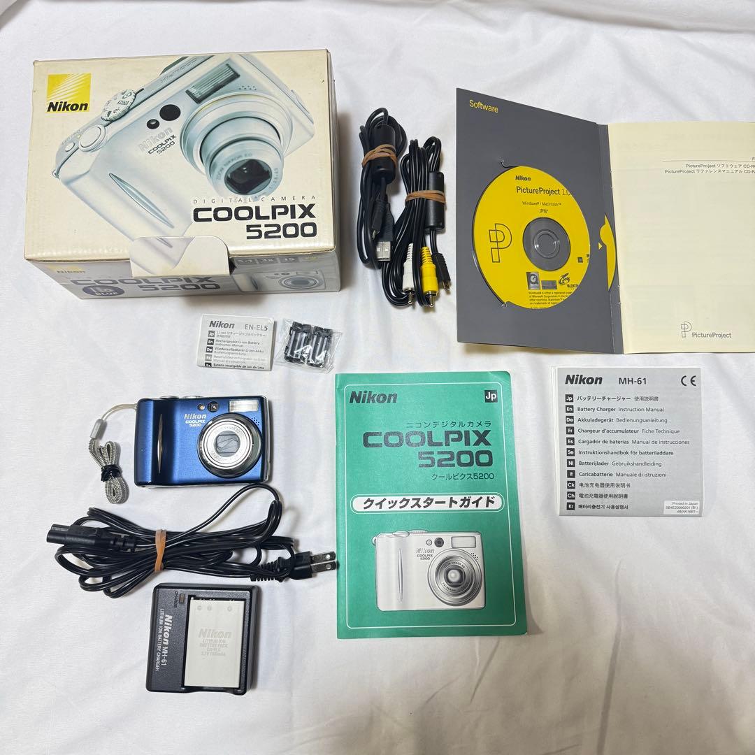 ★美品★ Nikon COOLPIX 5200 ブルー コンデジ ニコン 箱付