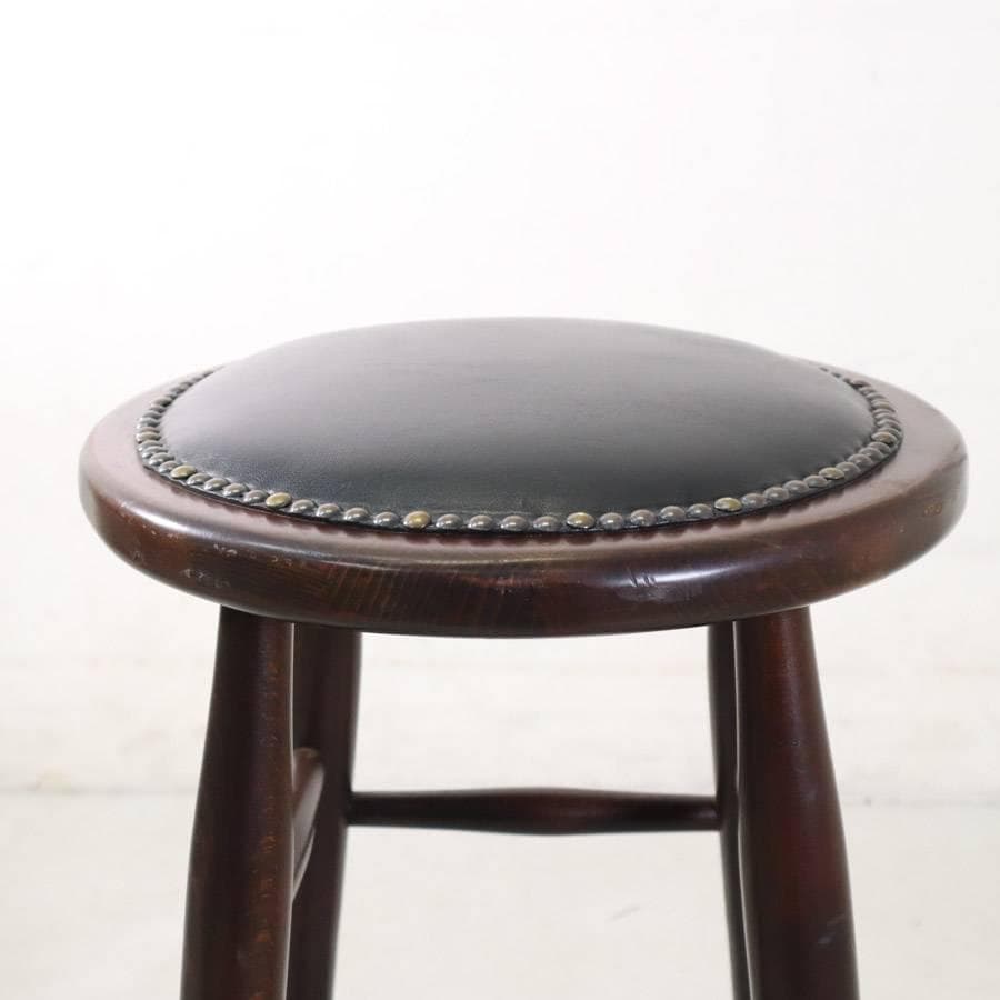 6脚まとめ買い1 ルーマニア製 ハイスツール ビーチ材 ブラック PVCレザー