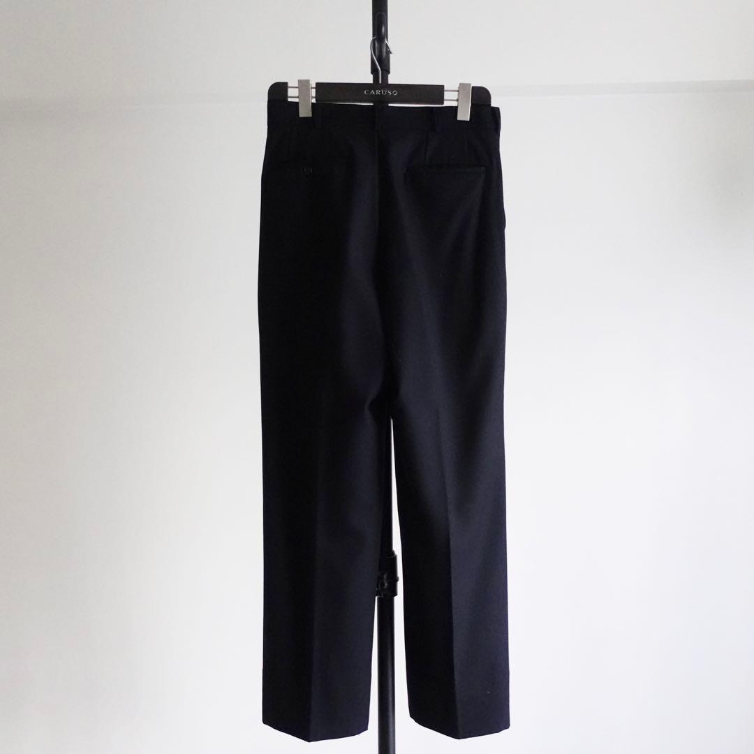 【極美品】Im product ウールギャバジン　ワイドトラウザーズ　ネイビー