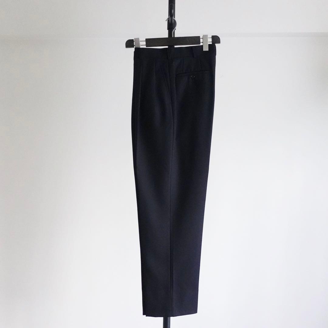 【極美品】Im product ウールギャバジン　ワイドトラウザーズ　ネイビー