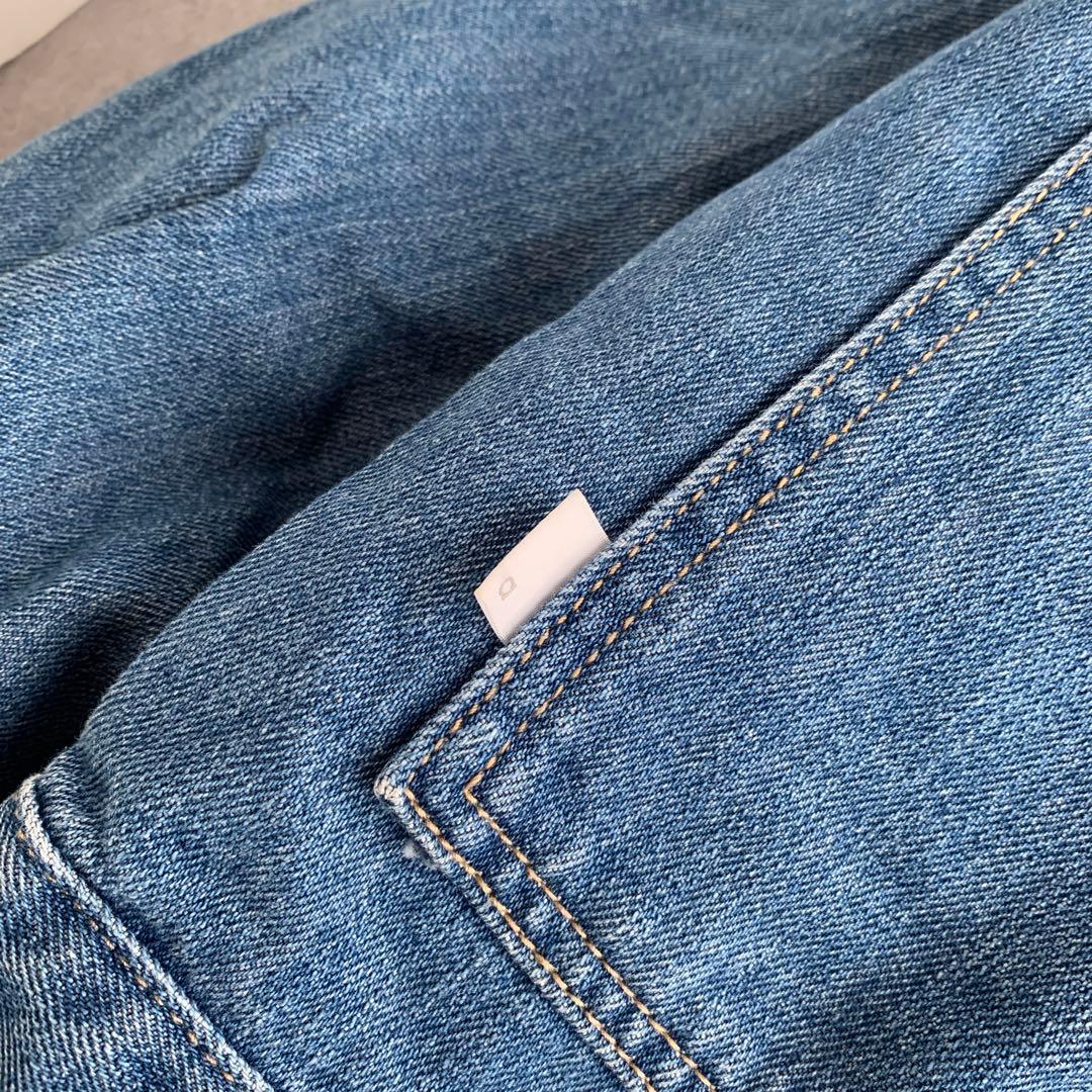 SHIPS any ノーカラー デニム ブルゾン デニムジャケット ブルー