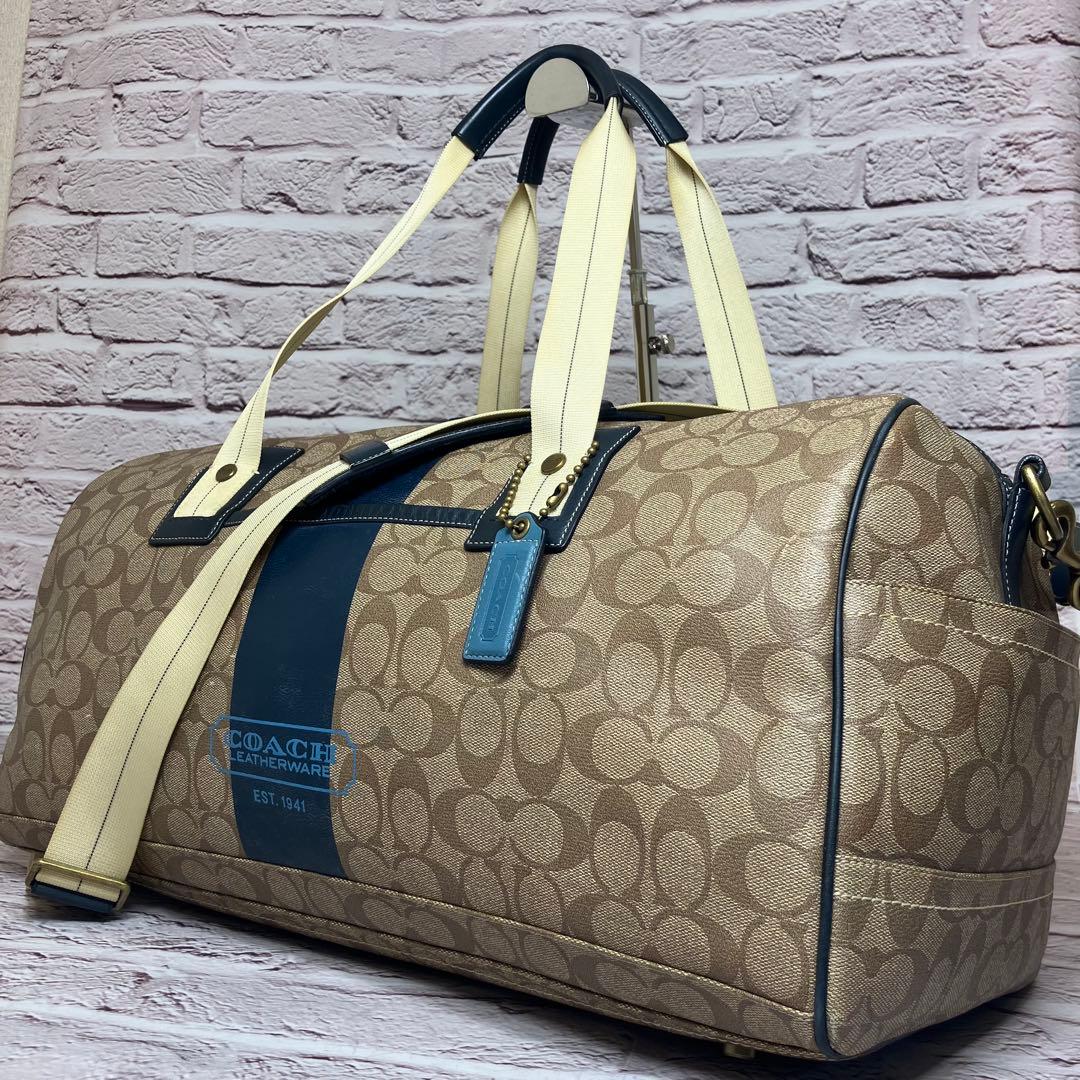 COACH コーチ ボストンバッグ PVC 2way チャーム付き 大容量 旅行