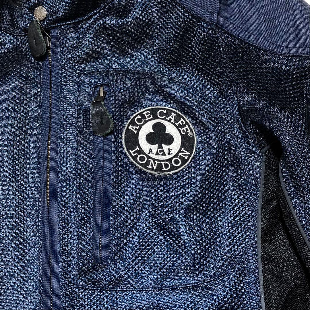 エースカフェロンドン メッシュ ライダースジャケット ネイビー Mサイズ