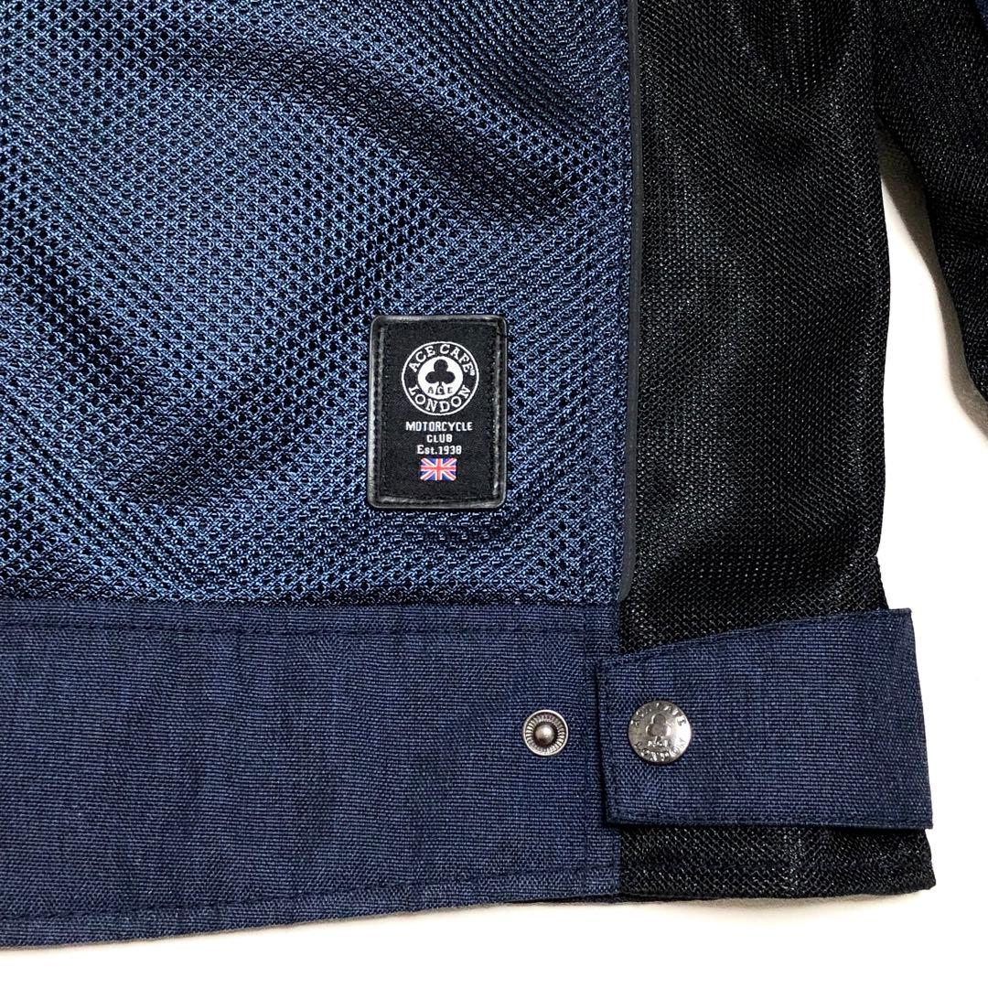 エースカフェロンドン メッシュ ライダースジャケット ネイビー Mサイズ
