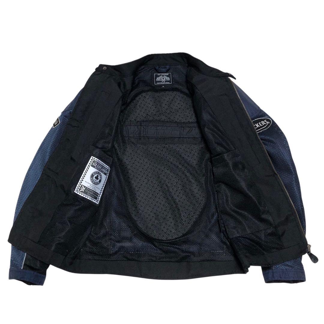 エースカフェロンドン メッシュ ライダースジャケット ネイビー Mサイズ