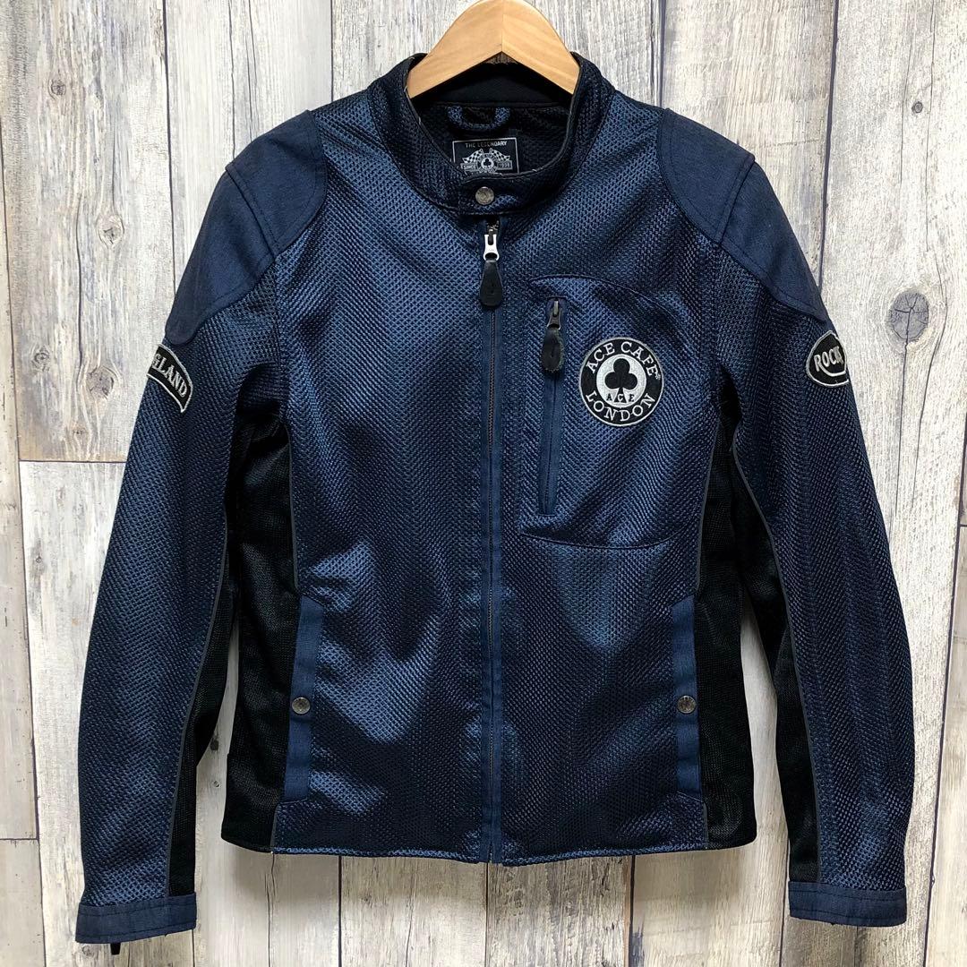 エースカフェロンドン メッシュ ライダースジャケット ネイビー Mサイズ
