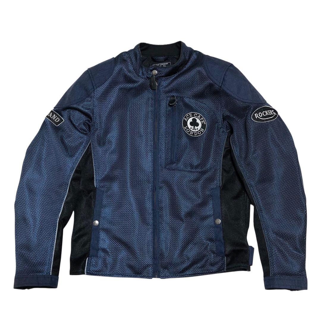 エースカフェロンドン メッシュ ライダースジャケット ネイビー Mサイズ