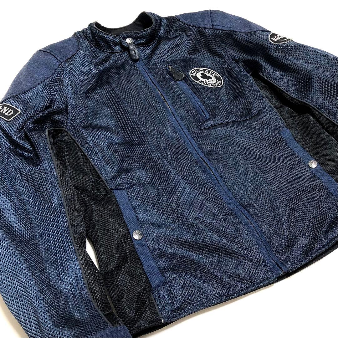 エースカフェロンドン メッシュ ライダースジャケット ネイビー Mサイズ
