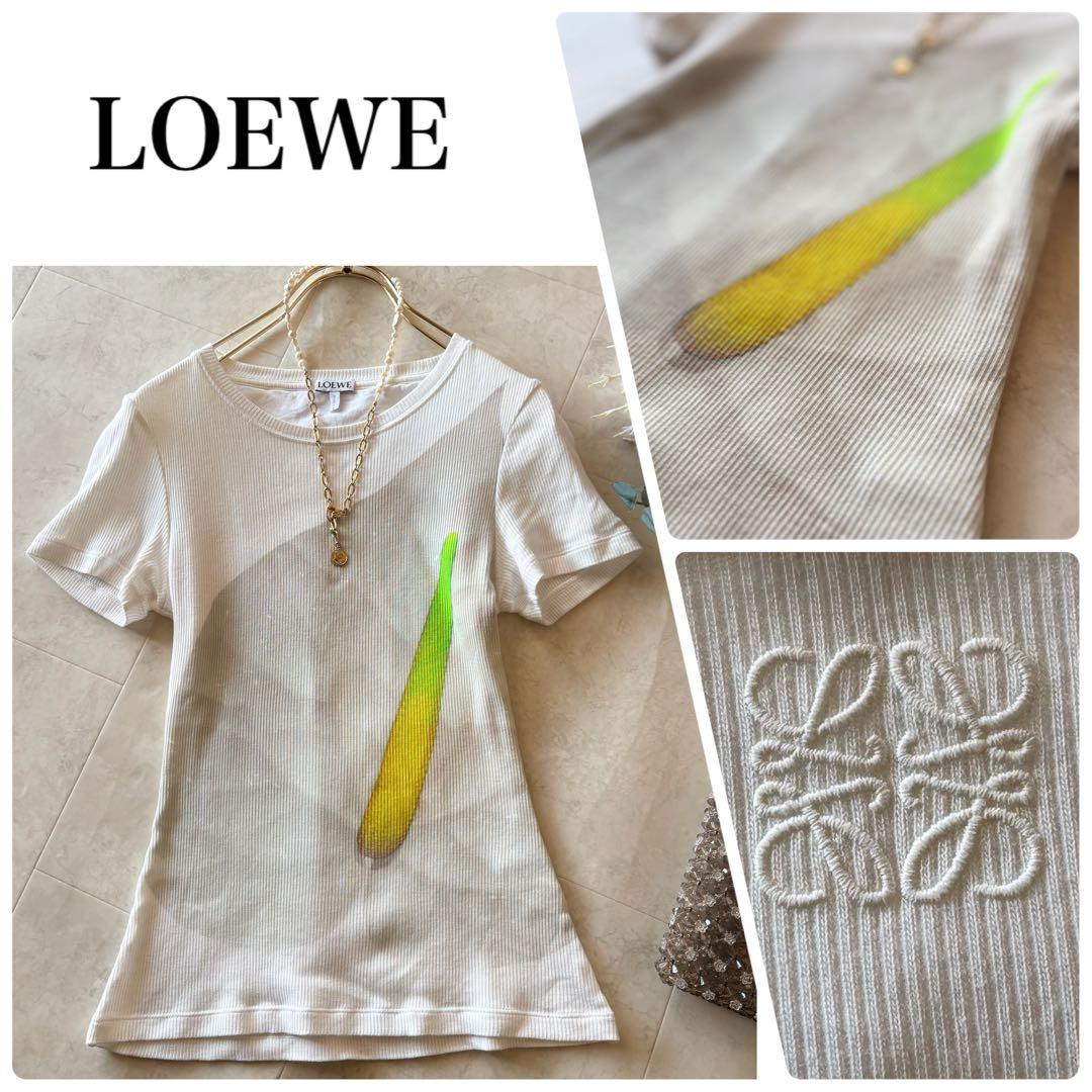 NO.4-110 LOEWEアナグラム刺繍　希少リブ半袖カットソーXS
