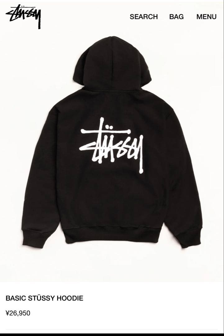 お値下げしました！ BASIC STÜSSY HOODIE ブラック Mサイズ
