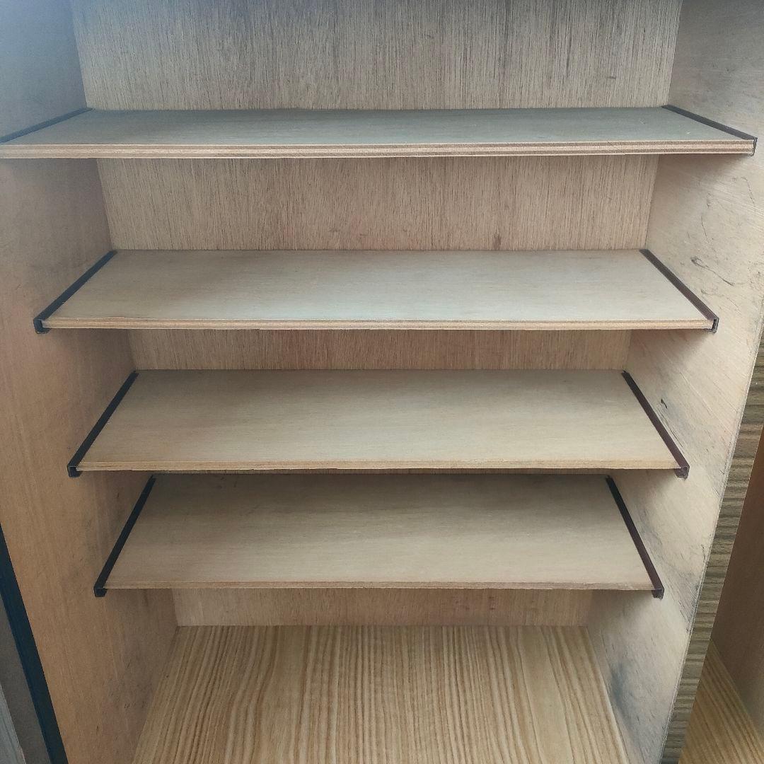 【昭和レトロ】木製 ブラウン スライド扉 下駄箱 靴箱 引き出し付き