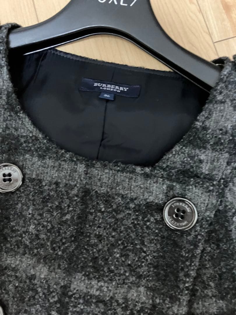 美品　バーバリー　ロンドン　ワンピース　ジレ　チェック　グレー　ニット