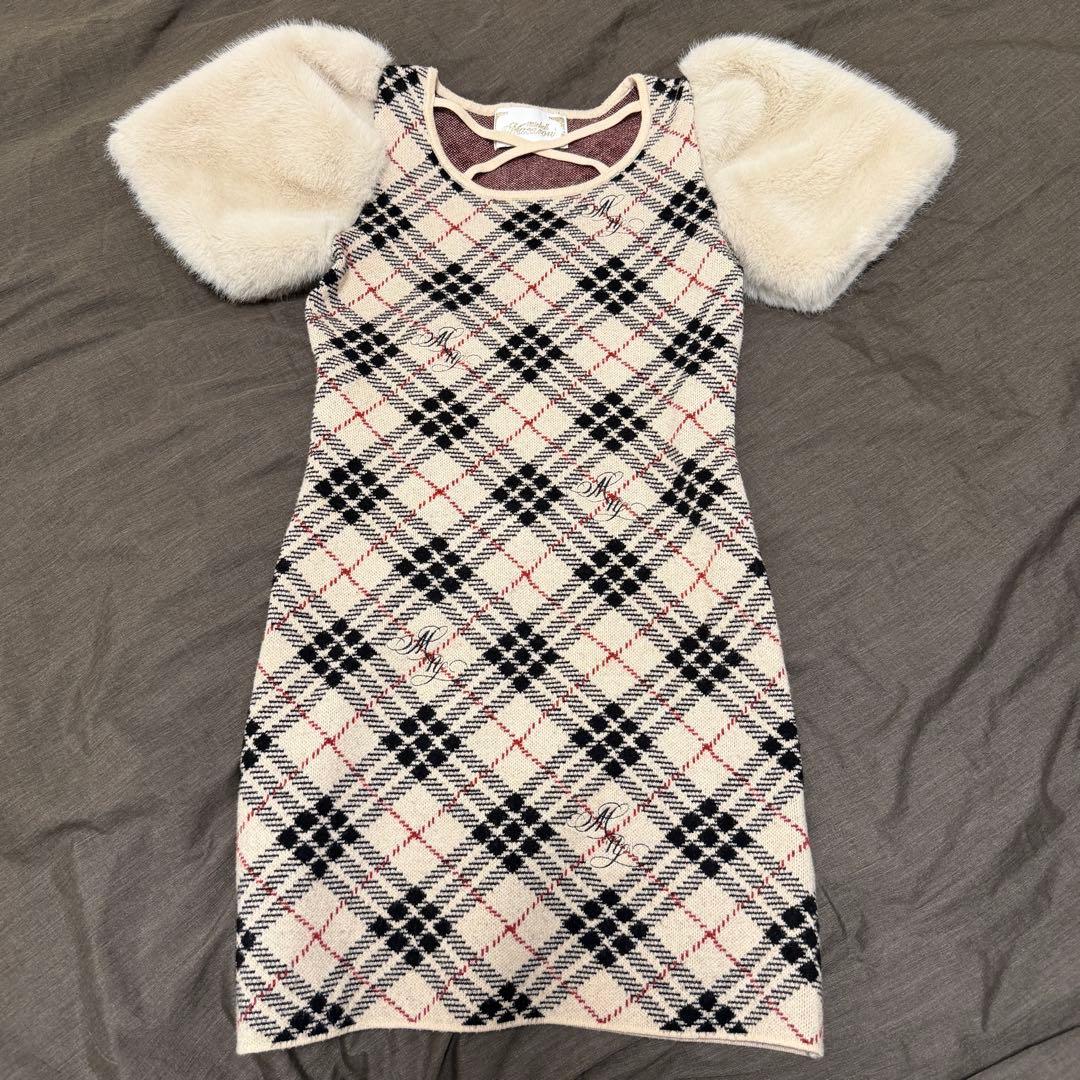 ミシェルマカロン ファースリーブチェックワンピース michellMacaron