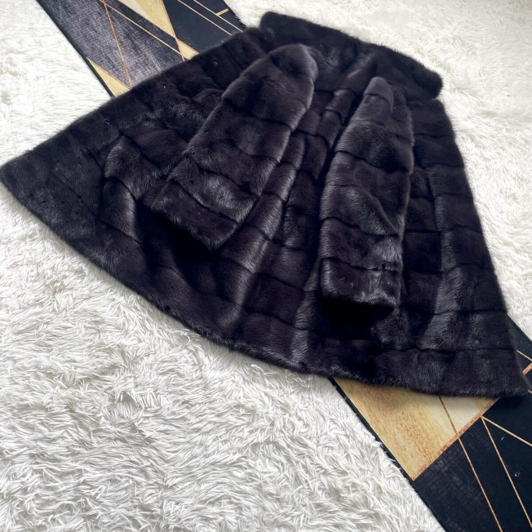 近年人気モデル/横段デザイン 深紫 ミンク ファーコート 軽量 毛皮 アウター