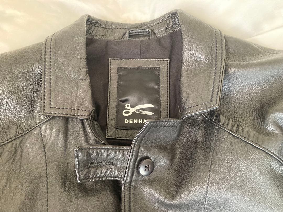 【DENHAM】メンズ　ラム革テーラードジャケット　ブラックM size