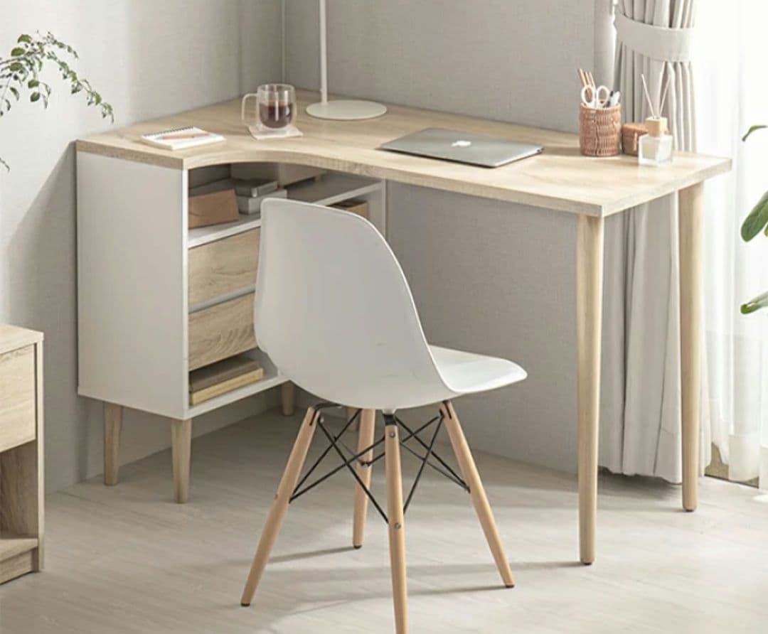 デスク L字 机 白 おしゃれ 収納 木製 PCデスク 学習机
