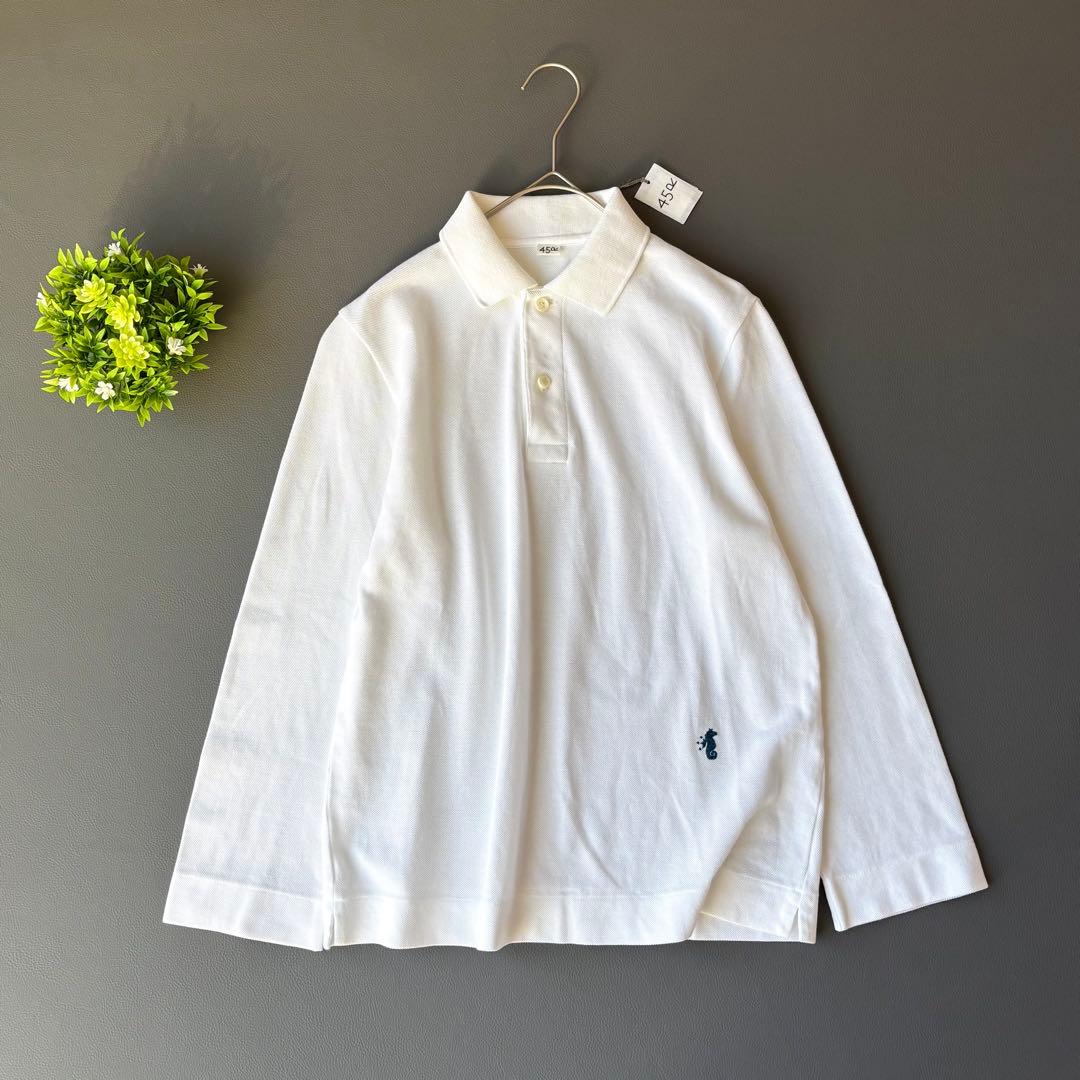 タグ付き✨45R スーピマカノコの33色四角ポロ　R刺繍　パールホワイト　2