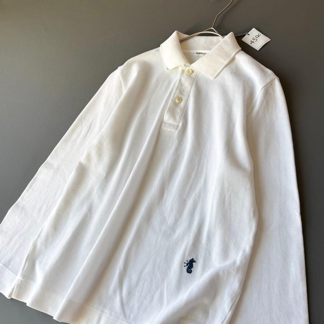 タグ付き✨45R スーピマカノコの33色四角ポロ　R刺繍　パールホワイト　2
