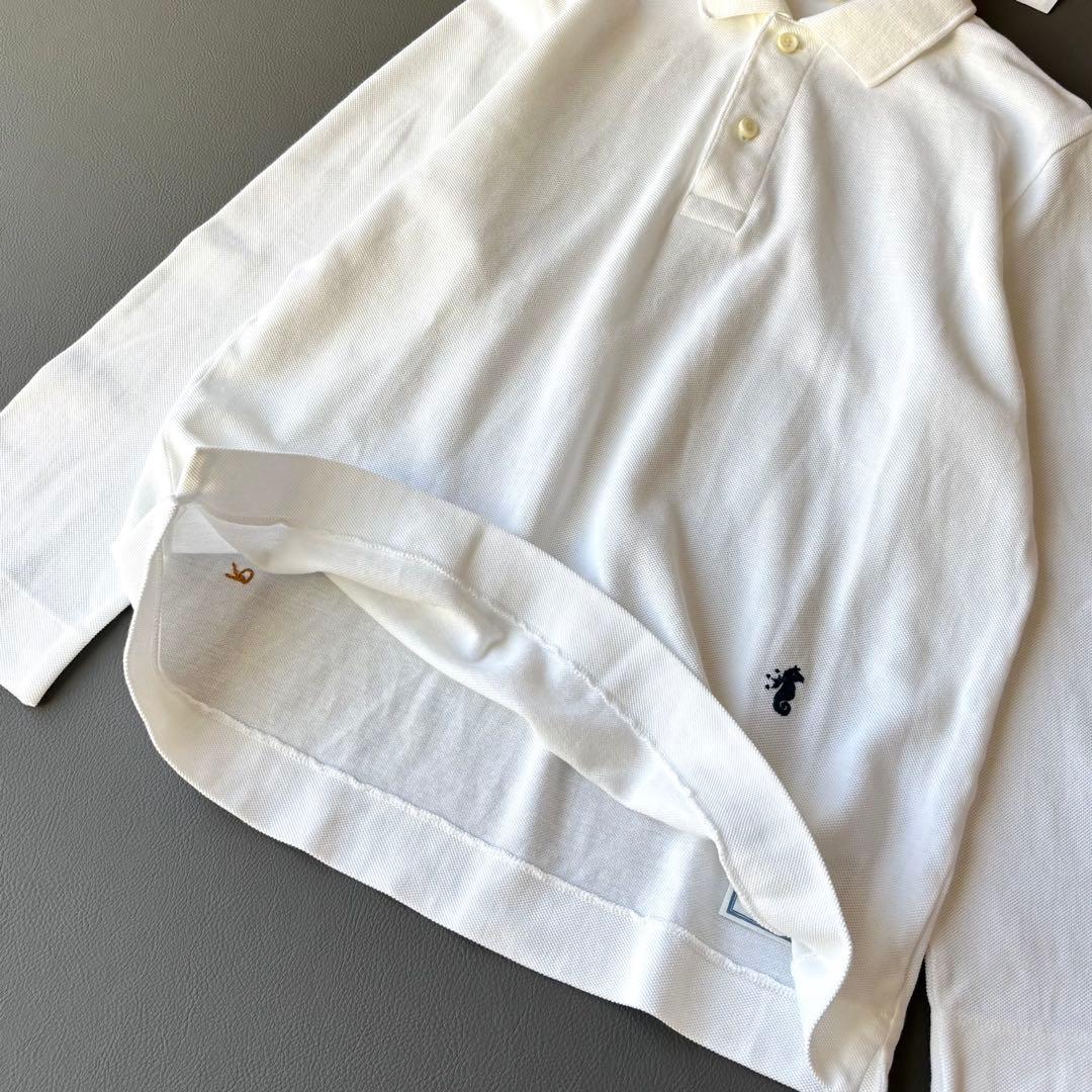 タグ付き✨45R スーピマカノコの33色四角ポロ　R刺繍　パールホワイト　2