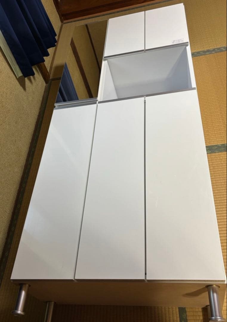【新品】国産シューズボックス幅75cm ハイタイプ 鏡付 下駄箱　最終値下げ‼️