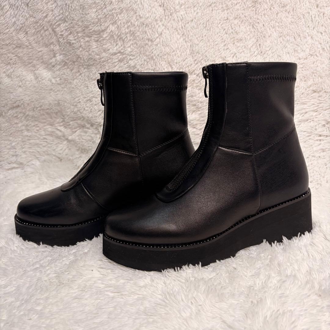 【美品】コンポジションナイン フロントジップコンフォートショートブーツ　23cm