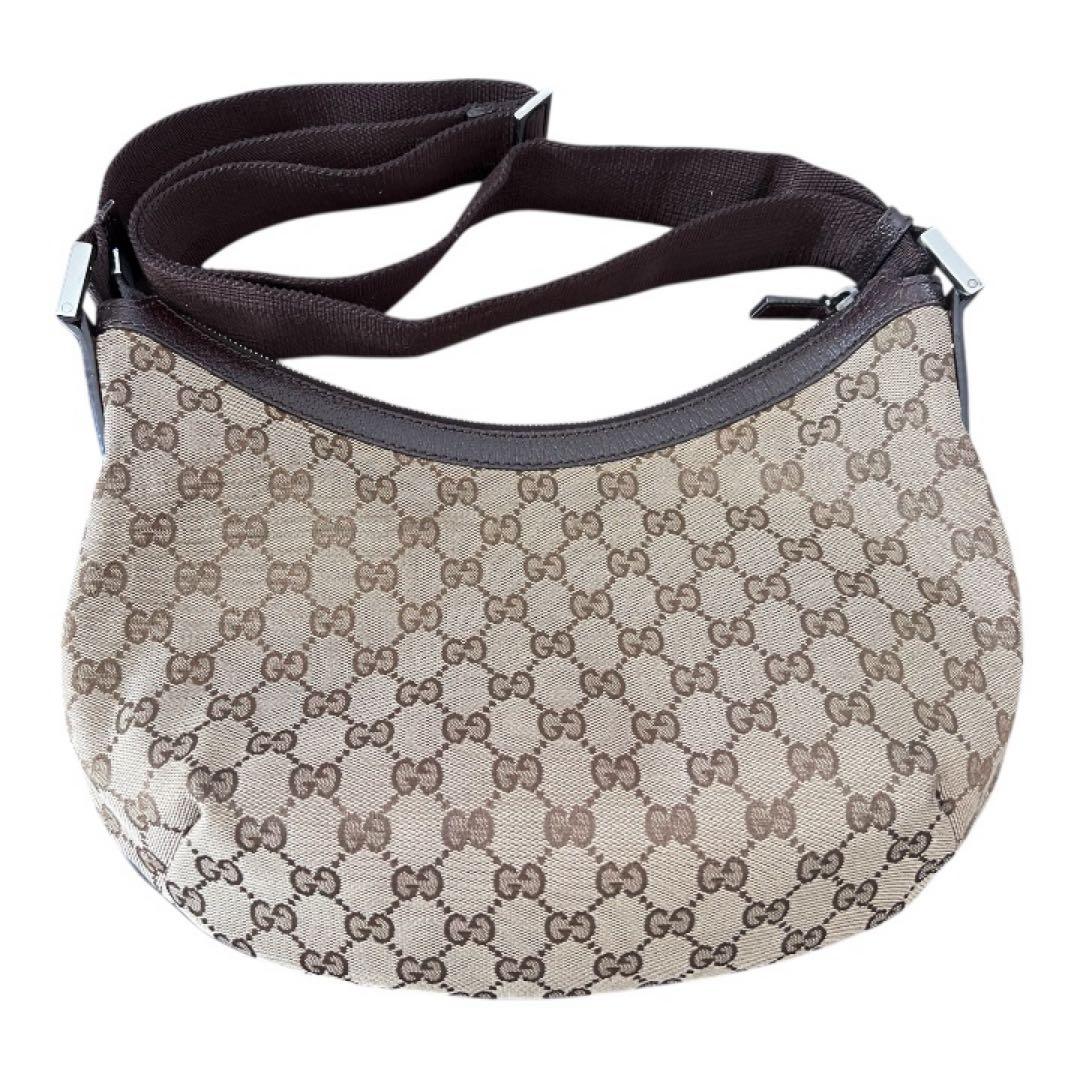 GUCCI グッチ ロゴ GG柄 キャンバス ハーフムーン ワンショルダーバッグ
