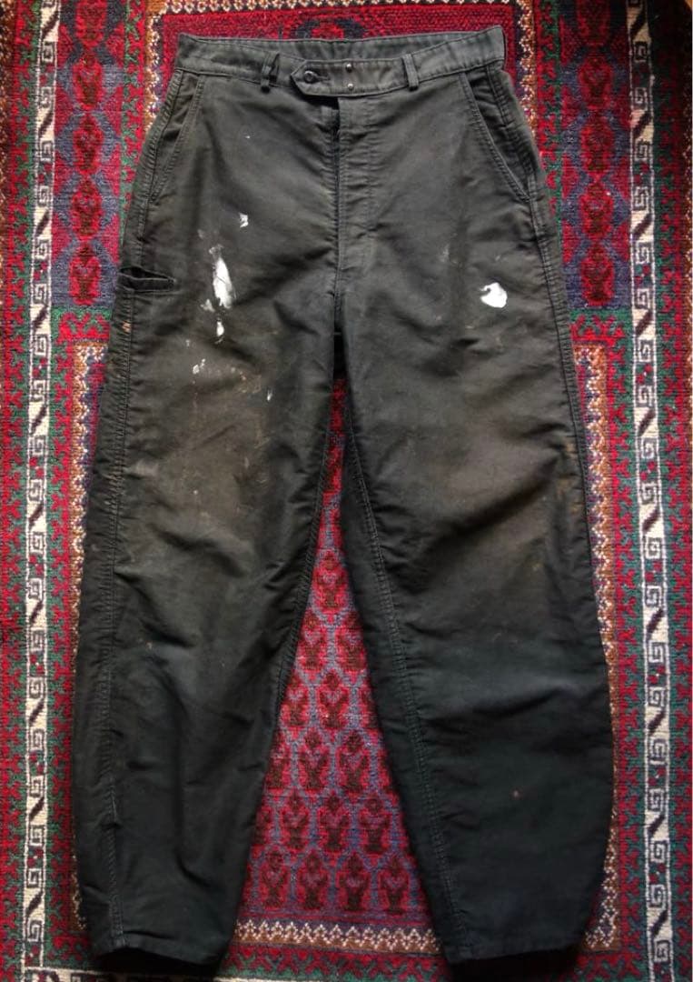 ADOLPHE LAFONT ブラックモールスキンパンツ L フレンチワーク