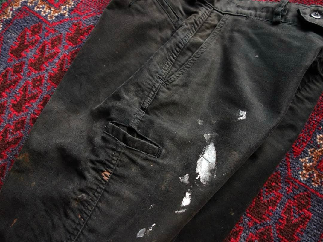 ADOLPHE LAFONT ブラックモールスキンパンツ L フレンチワーク