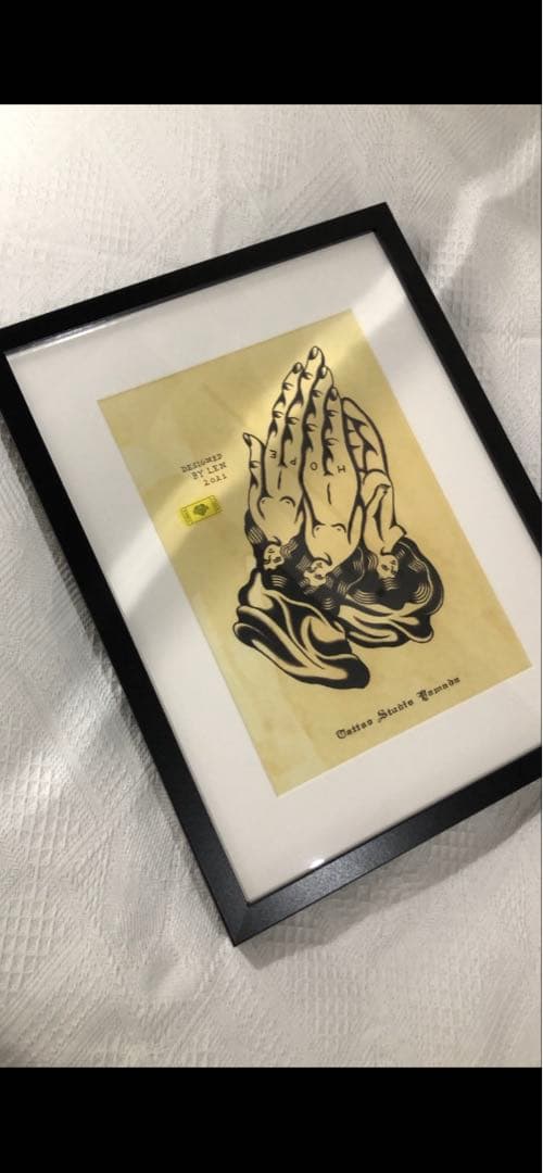 【美品】TATTOO FLASH POSTER Praying Hands