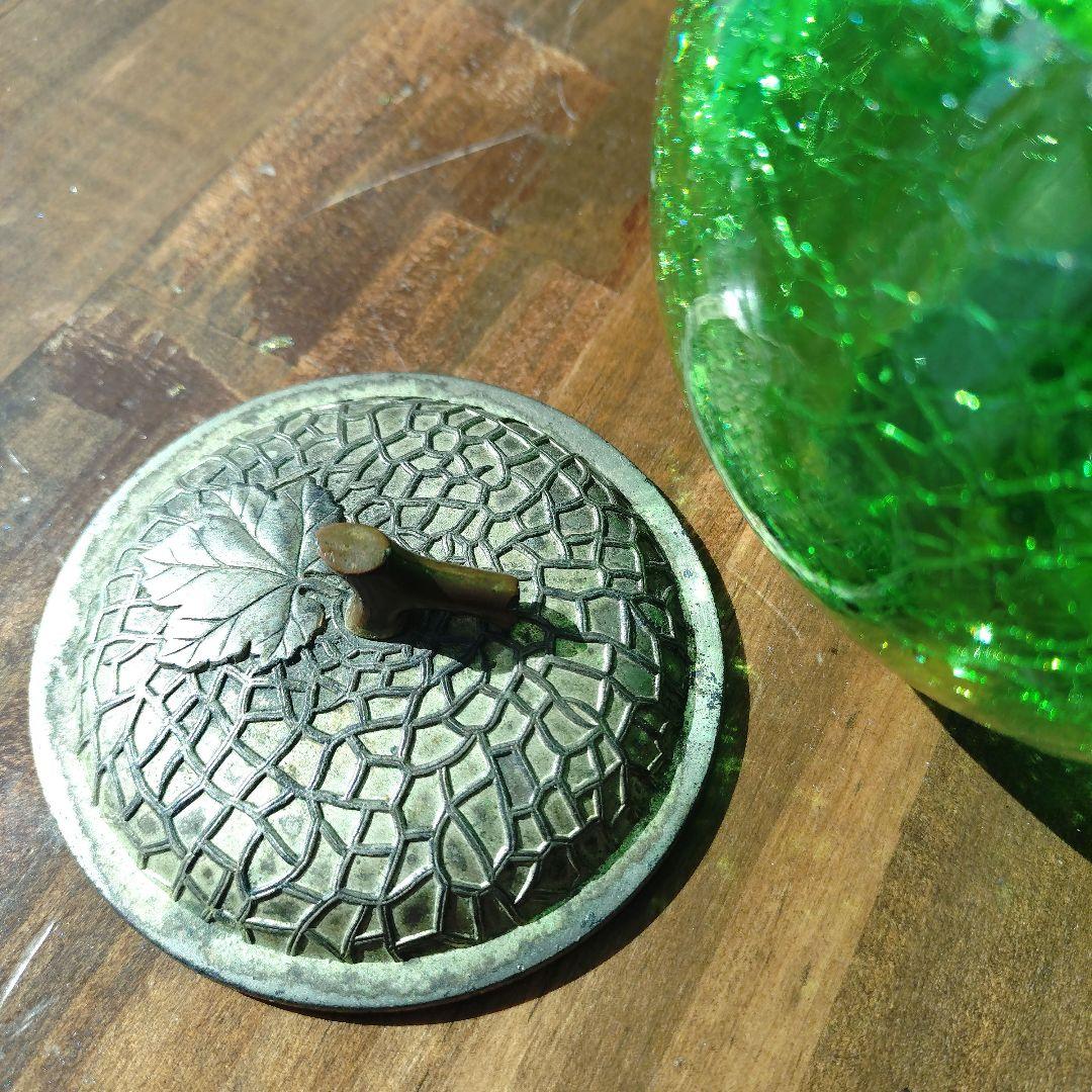 レトロ メロンの型 ガラス瓶 飴屋瓶 菓子瓶 アンティーク ビンテージ