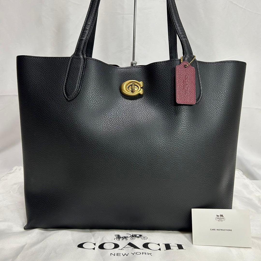 【極美品】コーチ 0689 ウィロウ トートバッグ レザー 黒 A4可 手提げ