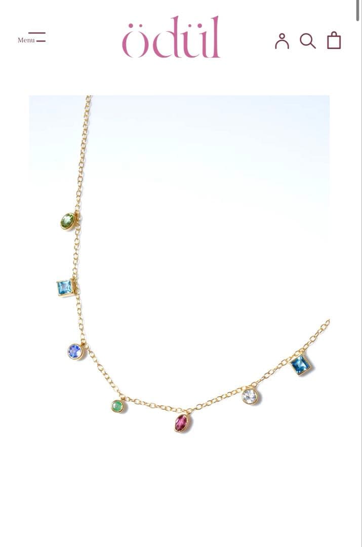 美品odulエメラルド&グリーントルマリン&スイスブルートパーズネックレス
