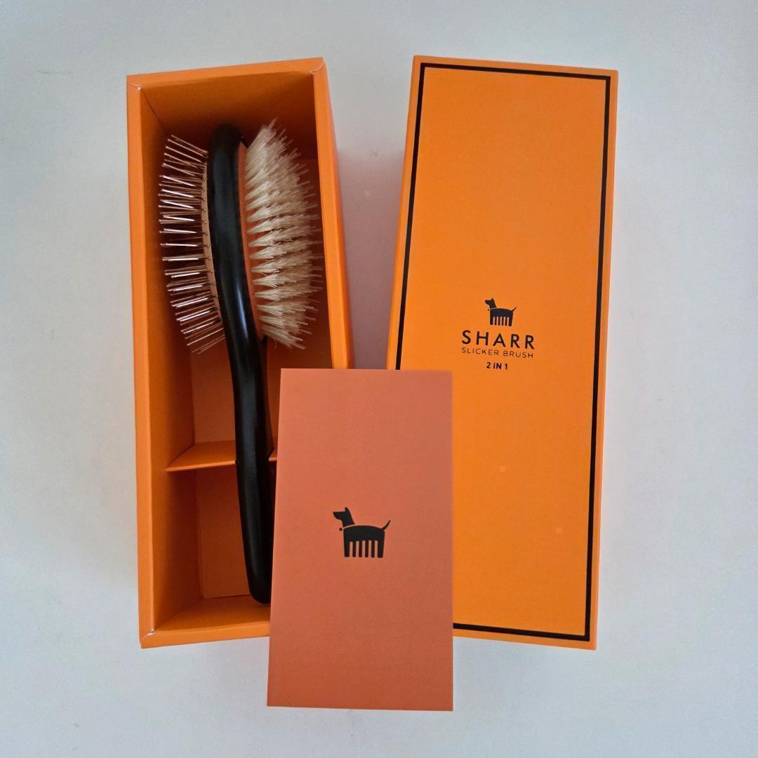 kaon 新品未使用 韓国発 SHARR ペットブラシ 黒 オレンジ 犬