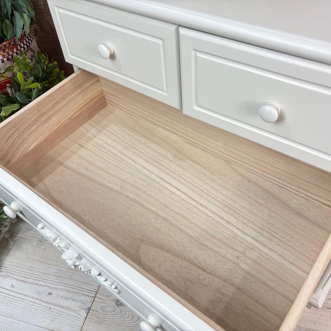 訳あり品！【105】フレンチ調ホワイトチェスト三段四つ引き木製収納家具姫系タンス